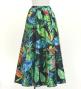 Hula Long Circular Skirt with Hawaiian Leaf / Luxury Collection / Black / J3201-19