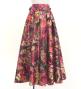 Hula Long Circular Skirt with Hawaiian Leaf / Luxury Collection / Wine / J3201-23