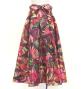 Hula Long Circular Skirt with Hawaiian Leaf / Luxury Collection / Wine / J3201-23