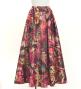 Hula Long Circular Skirt with Hawaiian Leaf / Luxury Collection / Wine / J3201-23
