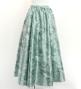 Hula Long Shantung Circular Skirt with Hawaiian Leaf Print / Luxury Collection / Gray / J3201-4