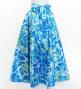 Hula Long Circular Skirt with Hawaiian Flower Print / Luxury Collection / Sky Blue / J3201-5