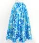 Hula Long Circular Skirt with Hawaiian Flower Print / Luxury Collection / Sky Blue / J3201-5
