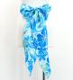 Hula Long Circular Skirt with Hawaiian Flower Print / Luxury Collection / Sky Blue / J3201-5