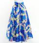 Hula Long Circular Skirt with Plumeria Lei Print / Luxury Collection / Blue / J3201-8