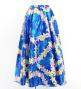 Hula Long Circular Skirt with Plumeria Lei Print / Luxury Collection / Blue / J3201-8