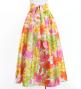 Hula Long Shantung Circular Skirt with Hibiscus Print / Luxury Collection / White & Red / J3201-9