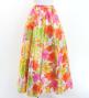 Hula Long Shantung Circular Skirt with Hibiscus Print / Luxury Collection / White & Red / J3201-9