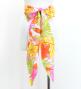Hula Long Shantung Circular Skirt with Hibiscus Print / Luxury Collection / White & Red / J3201-9