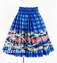 Hula Shantung Pa'u Skirt with Palaka & Lei Print / Luxury Collection / Blue / J3203bl