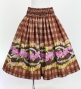 Hula Shantung Pa'u Skirt with Palaka & Lei Print / Luxury Collection / Brown / J3203br