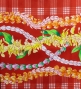 Hula Shantung Pa'u Skirt with Palaka & Lei Print / Luxury Collection / Red / J3203rd