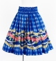 Hula Blouse & Pa'u Set-Up with Palaka & Lei Print / Luxury Collection / Blue / J3204bl