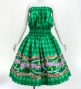 Hula Blouse & Pa'u Set-Up with Palaka & Lei Print / Luxury Collection / Green / J3204gr