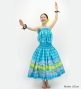 Hula Blouse & Pa'u Set-Up with Palaka & Lei Print / Luxury Collection / Light Blue / J3204lbl