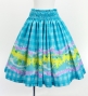 Hula Blouse & Pa'u Set-Up with Palaka & Lei Print / Luxury Collection / Light Blue / J3204lbl