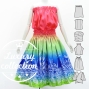 Hula Blouse & Pa'u Set-Up with Hawaiian Flower Print / Luxury Collection / J3222-1