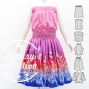 Hula Blouse & Pa'u Set-Up with Hawaiian Flower Print / Luxury Collection / J3222-2