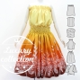 Hula Blouse & Pa'u Set-Up with Hawaiian Flower Print / Luxury Collection / J3222-4