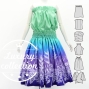 Hula Blouse & Pa'u Set-Up with Hawaiian Flower Print / Luxury Collection / J3222-7
