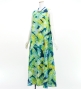 Hula Long Koshibo Dress with Banana Leaf  Print / Luxury Collection / Green / J3223-3