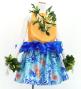 Tahitian Shantung Skirt with Kahiko & Lehua Print / Luxury Collection / Light Blue / J3226-17