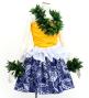 Tahitian Shantung Skirt with Kahiko & Hibiscus Print / Luxury Collection / Navy / J3226-19