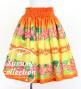 Hula Shantung Pa'u Skirt with Cattleya Lei Print / Luxury Collection / Orange / J3227or