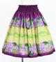 Hula Shantung Pa'u Skirt with Cattleya Lei Print / Luxury Collection / Red Purple /J3227rdpu