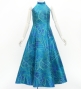 Hula Long Banana Leaf Dress with Shantung / Luxury Collection / Turquoise Blue / J3252tbl