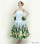 Hula Blouse & Pa'u Set-Up with Hawaiian Flower & Leaf Print / Luxury Collection / J3256-8