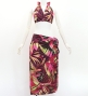 Koshibo Bra Top & Short Pareo / Hawaiian Leaf / Wine / J3259-1