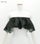 Hula Multi-way Frill Blouse with Shantung / Black / J3261bk