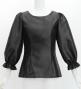 Hula 3/4 Sleeve Blouse with Shantung / Black / J3264bk