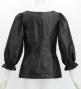 Hula 3/4 Sleeve Blouse with Shantung / Black / J3264bk