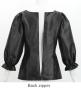 Hula 3/4 Sleeve Blouse with Shantung / Black / J3264bk