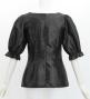 Hula Elbow Sleeve Blouse with Shantung / Black / J3265bk