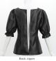 Hula Elbow Sleeve Blouse with Shantung / Black / J3265bk