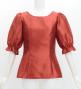Hula Elbow Sleeve Blouse with Shantung / Dark Red 2 / J3265drd2