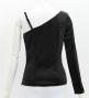 Hula One Shoulder Long Sleeve Blouse with Velvet / Black / J3268bk