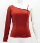 Hula One Shoulder Long Sleeve Blouse with Velvet / Dark Red 2 / J3268drd2