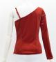 Hula One Shoulder Long Sleeve Blouse with Velvet / Dark Red 2 / J3268drd2