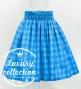 Hula Shantung Pa'u Skirt with Palaka Check Print / Luxury Collection / Blue / J3308bl