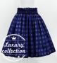Hula Shantung Pa'u Skirt with Palaka Check Print / Luxury Collection / Navy / J3308nv