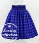 Hula Shantung Pa'u Skirt with Palaka Check Print / Luxury Collection / Royal Blue / J3308rbl
