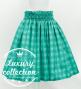 Hula Shantung Pa'u Skirt with Palaka Check Print / Luxury Collection / Turquoise Blue / J3308tbl
