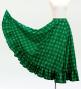 Hula Long Frill Shantung Circular Skirt with Palaka Check Print / Green / J3309gr