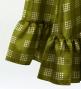 Hula Long Frill Shantung Circular Skirt with Palaka Check Print / Khaki / J3309ka
