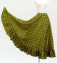 Hula Long Frill Shantung Circular Skirt with Palaka Check Print / Khaki / J3309ka