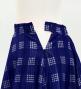 Hula Long Frill Shantung Circular Skirt with Palaka Check Print / Navy / J3309nv
